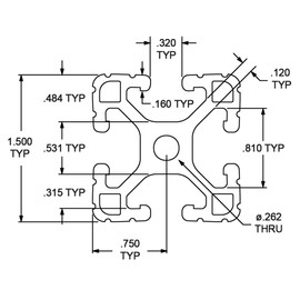 8020, 1515, 15 Series 1.5 Inch x 1.5 Inch T-Slotted Aluminum Extrusion DIY Extruded Linear Slot Bar Rail 80/20 (Lite, Black Anodize, 36" Long)