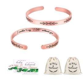 Bridesmaid Proposal Gifts Adjustable Bracelets - I Couldn't Say I DO Without You Stainless Steel Engraved Cuff Wedding Bangle for Bride Tribe Bridesmaid Maid of Honor (2 Rose Gold Bridesmaids)