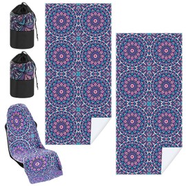 Hahafelt 2 Pack Car Seat Towel Covers with Storage Bag Seat Post Workout Sweat Washable Cover Non Slip for Car Towel for Dog Pet Workout Outdoor Sport Activities (Retro Kaleidoscope)