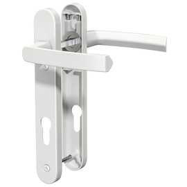 GANZTECH 1 Set White UPVC Aluminum Door Handle, 92mm PZ (Centres), Backplate 212mm, 122mm Screw to Screw，White Replacement PVC Door Handle
