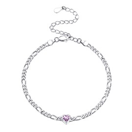 PROSILVER Bracelets For Women Braclet 925 Sterling Silver April Birthstone Jewelry Heart Chain Bracelet