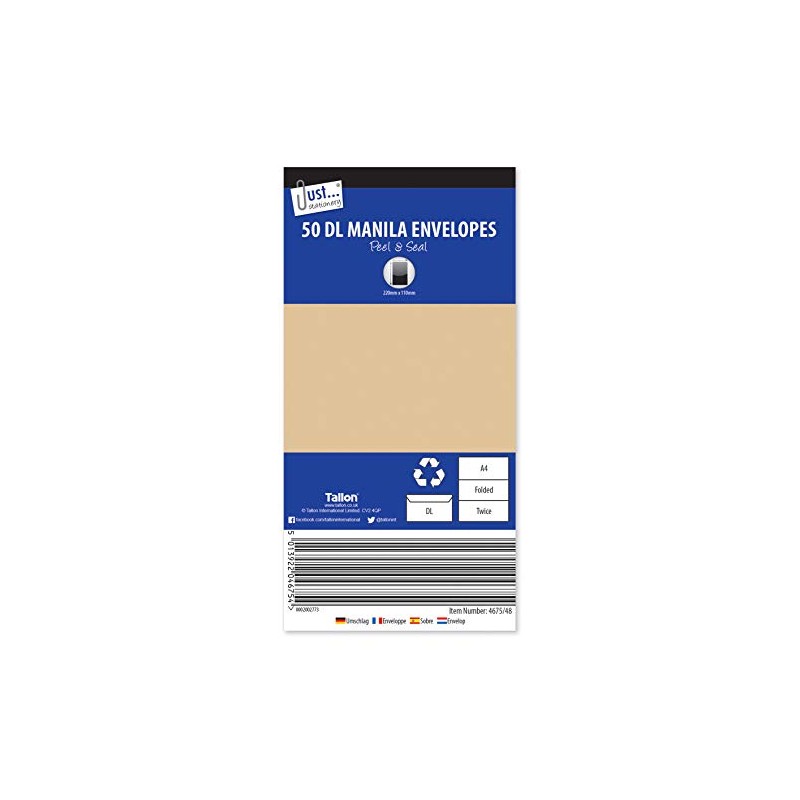 Tallon Just Stationery DL Peel & Seal Manila Envelopes (Pack