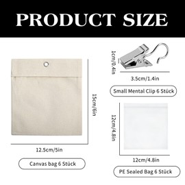 Yunova Set di 6 borse per tende da esterni, con sacchetti in polietilene e clip in metallo, pesi del vento, per balcone, terrazza, gazebo, in tela e PE