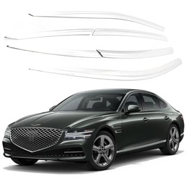 AUTOCLOVER Tape-On Rain Guards Window Visors 6 Pcs Set for Genesis G80 2021 2022 2023 2024 2025 / Window Deflectors, Out-Channel Vent Shades (Chrome)