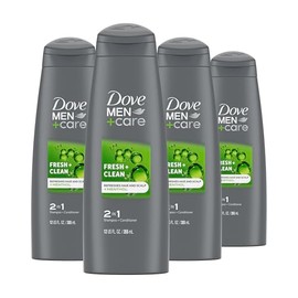 Shampoo y acondicionador Dove Men+Care 2 en 1, Fresh Clean, 12 onzas (355ml) (Pack of 4)