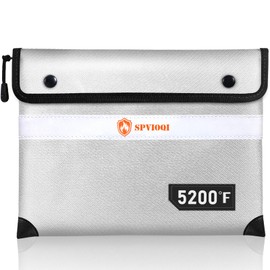Upgraded 5200°F Fireproof Document Bag with Heat Insulated, Water Fire Proof Bag with Zipper,8 Layers of Functional Materials and Reflective Strip, Fireproof Money Bag for Cash/Documents/Valuables