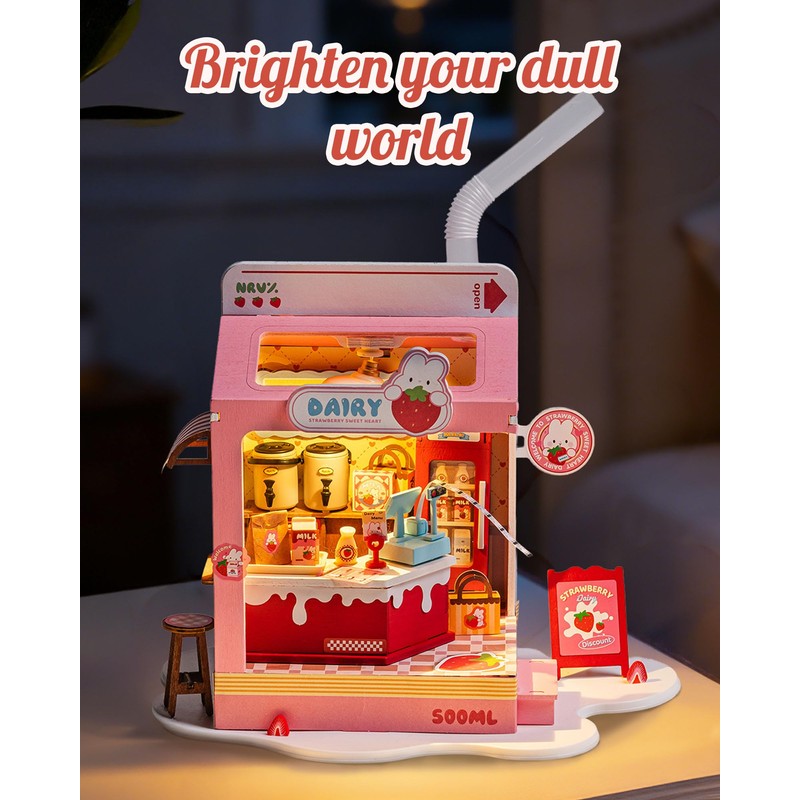 Robotime DIY Miniature House Kit, 1:28 Scale Tea Shop Scale