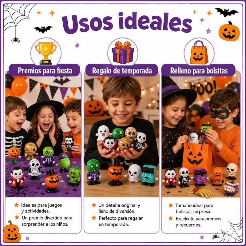 NEWKIBOU Surtido 24 juguetes Halloween con cuerda – Surtido de