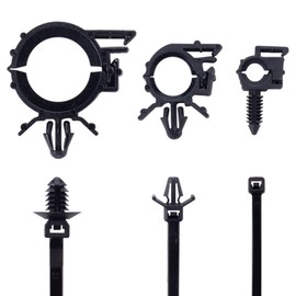 CIOM 150pcs Push Mount Cable Zip Tie with Car Wire Loom Routing Clips for Cars Boat Trailer UTV Jeep Wrangler Engine Bay Self Locking Straps，Universal.