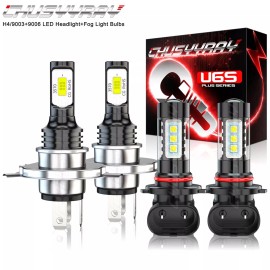 CHUSYYRAY 4X LED H4 Headlight Bulbs Hi/Lo Beam 9006 Fog Lights For Kia Rio 2012-2020 1.6L