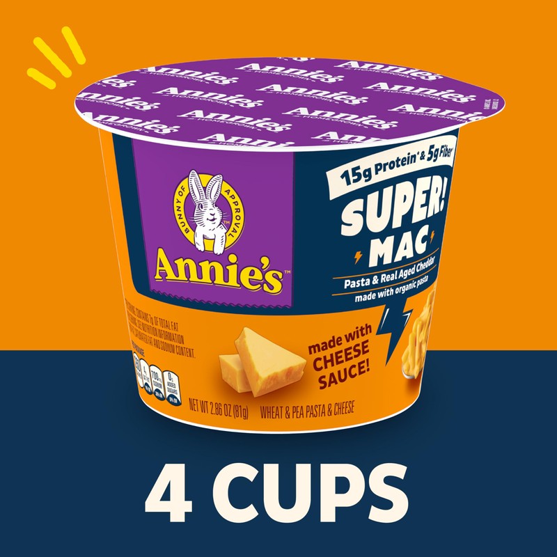 Annie's Super! Mac Microwave Pasta and Real Aged Cheddar Cups,