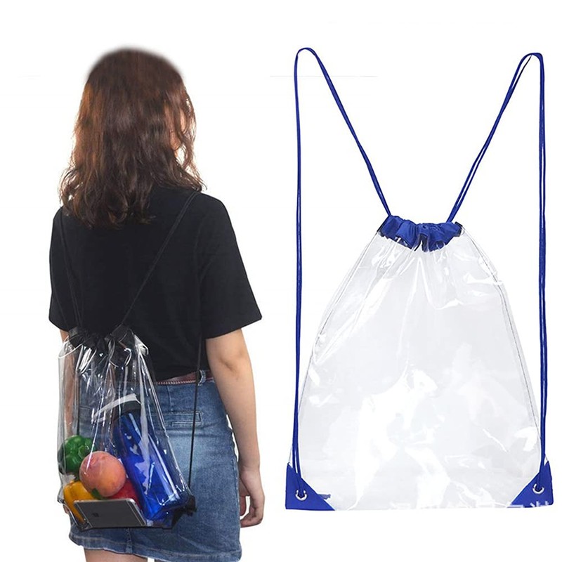 PVC Drawstring Backpack Waterproof Foldable Transparent Drawstring Backpack Sports Drawstring