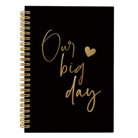 ANIANG Wedding Notebook Journal, Wedding Engagement Gifts 5.5"x8.3" 164pages Lined Notebooks College Ruled, WeddingPlanner Book and Organizer, Our Big Day Black Notebook for WeddingReception