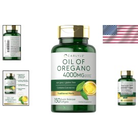 Natural Oregano Oil Softgels - 150 Capsules with Carvacrol for Daily Wellness