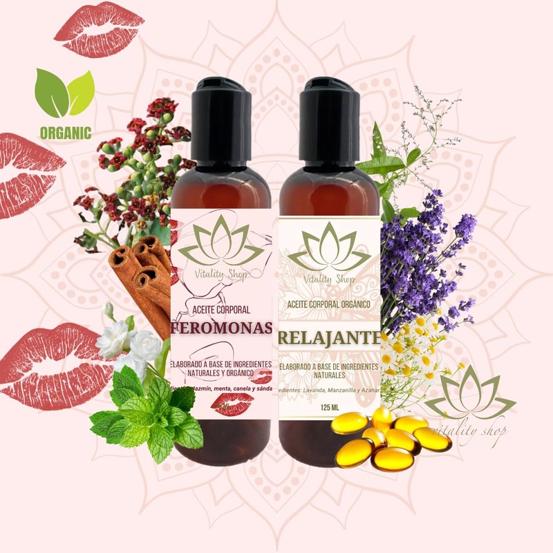 Dúo De Aceites Orgánicos Para Masaje Corporal Con Vitamina E