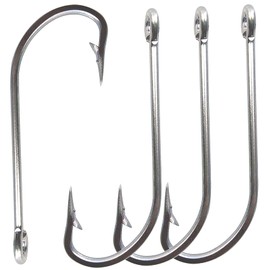 Stainless Steel Fishing Hooks,50PCS Saltwater J Hooks O'Shaughnessy Hooks Trolling Hooks Forged Long Shank Extra Strong Fish Hooks Inline Hooks for Salt and Fresh Water Size 1/0-10/0 (9/0-50PCS)