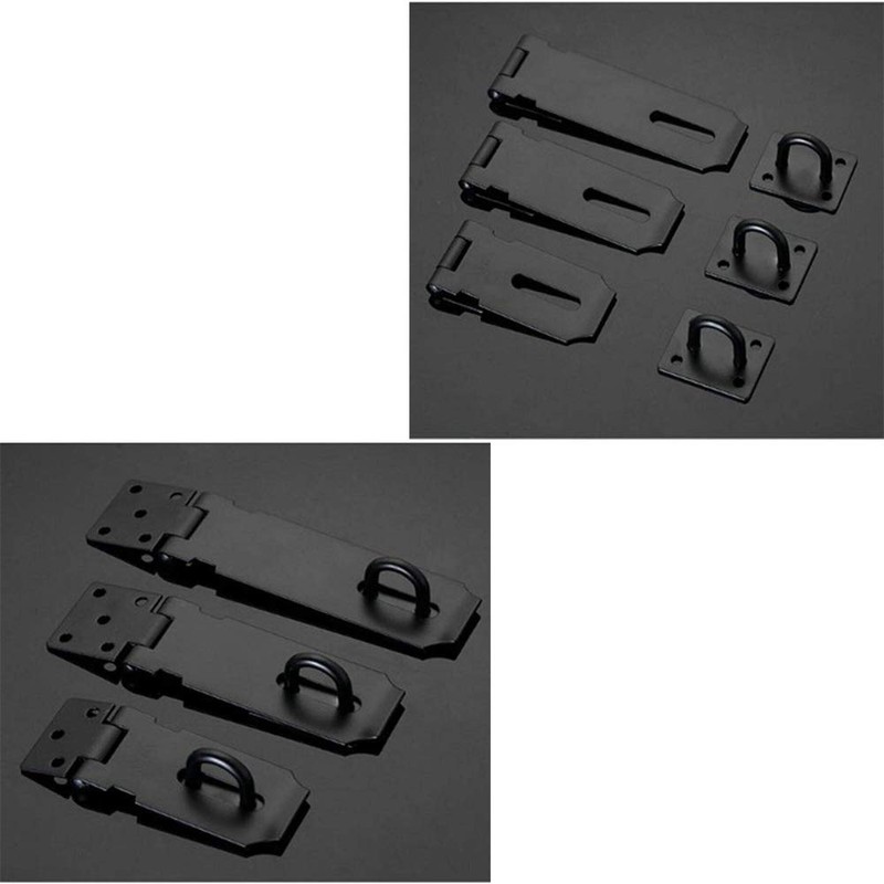2Pcs 4" Black Heavy Duty Secure Door Latch Hasp and
