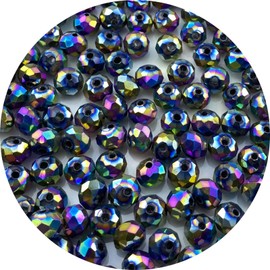 Tingoons 250 PCS 6mm Crystal Glass Beads AB Color Faceted Beads Briolette Rondelle Beads Loose Spacer Beads for DIY Handcrafte Jewelry Making Bracelet Necklace Earring (Rainbow)