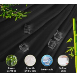 Royale Linen Bamboo Viscose Fitted Sheet Twin Only - Cooling Twin Size Fitted Sheets For Bed - Deep Pocket Up to 16" - Organic Viscose Derived from Bamboo - Breathable Bottom Sheet (39x75 Inch, Black)