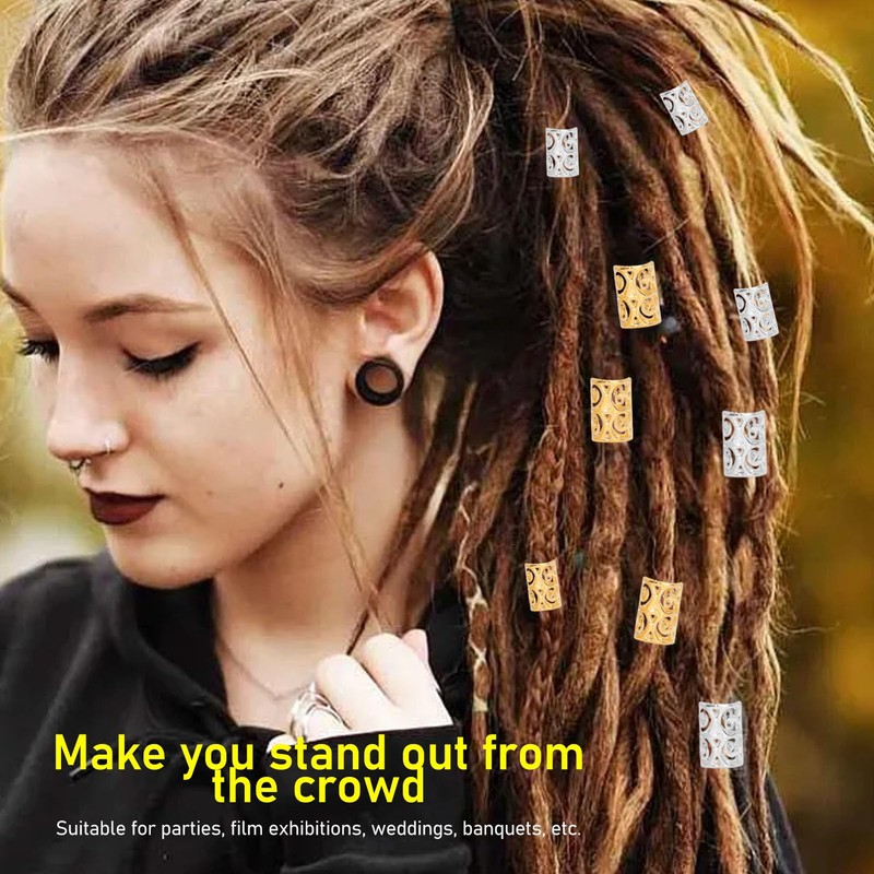 200 Anillos para el Pelo de Rastas, Patrones Exquisitos Ahuecados,