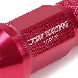DNA MOTORING LN-ZTL-9026-125-PK 20Pcs M12 x 1.25 Open End Style Wheel Lug Nuts w/Deep Drive Extension Adapter, 25mm OD/50mm H, Pink
