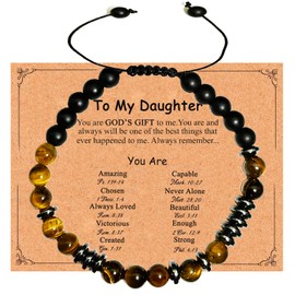 Dczosily Daughter Gifts,I Love You Morse Code Bracelets for Women,Birthday Gift for Women,Confirmation Baptism Easter Gifts,Mother Daughter Bracelets, Unique Gift on Birthday Christmas Stocking Stuffers for Woman (i love u 6mm-Daughter)