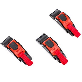 3 x Motorcycle Helmet with Clip Quick Release Chin Strap with Buckle Black + Red