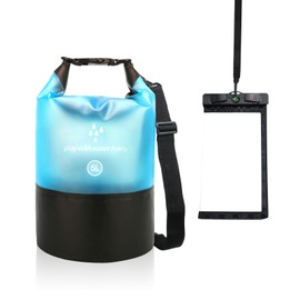 Dry Bag wasserdichte Tasche 5L Blau Wasserdicht Rucksack mit Wasserfester Handytasche und Kompass Verstellbarer Schultergurt Waterproof Backpack für Kajak Fahren, Wandern, Camping, mehr