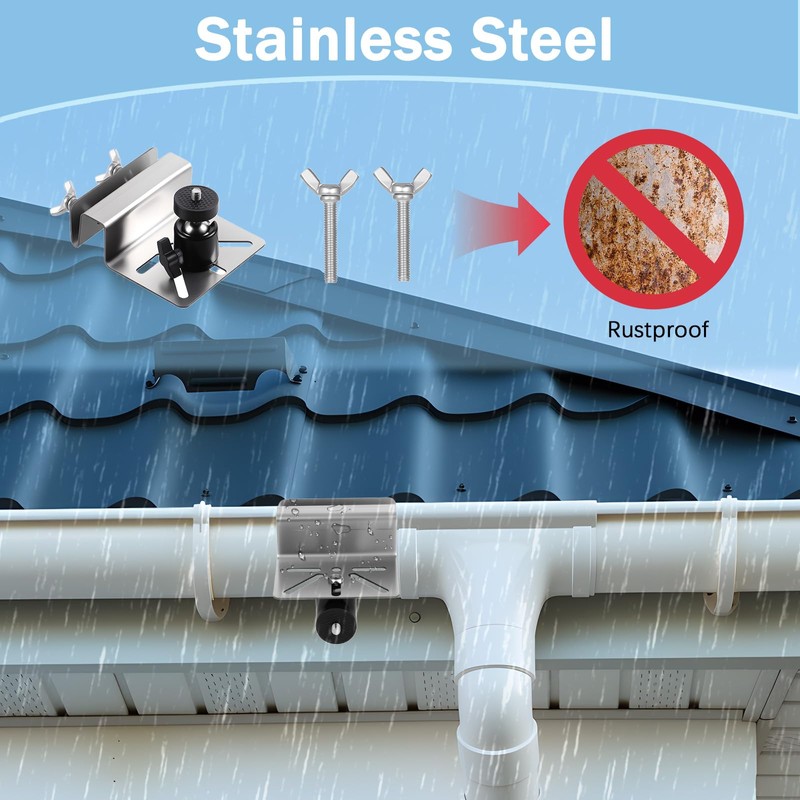 Huiguli Stainless Steel Gutter Mount for Eufy Security SoloCam S340,
