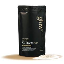 Glow25 Glow25? Collagen Pulver Men Edition [450g] - Neuer Look - Kollagen Hydrolysat mit Vitamin C, Zink und Biotin - Peptide Typ 1 und 3 - Gute L?slichkeit