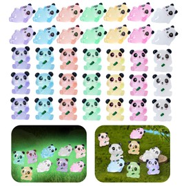 Noaya 35pcs Luminous Mini Resin Pandas - Mini Resin Animals Glow in the Dark Pandas Miniature Animals Figures for Creative DIY Model/Home Decor/Garden Landscaping Decorations