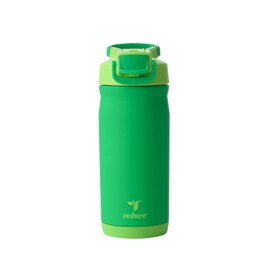 REDUCE 14 oz Hydrate Pro Stainless Steel Insulated Water Bottle - Flip Top Leak-Proof Lid, Dishwasher Safe, BPA-Free, Dual Wall Vacuum, Keeps Drinks Cold for 48 Hrs, Cup Holder Friendly - Clover Green