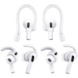 ALXCD Ear Hook Ear Tips Replacment for AirPods Pro, 1 Pair Over-Ear Soft TPU Ear Hook & 2 Pairs in-Ear Silicone Ear Tips in 1 Set [Anti Slip][Anti Lost], Fit for AirPods Pro (1+2S) White