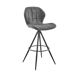 Maykoosh Timeless Trends 30" Bar Height Bar Stool in Charcoal Fabric and Black Finish, 19" D x 19" W x 39" H, Black Matte Powder Coating