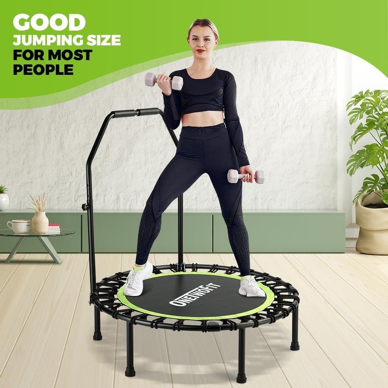 ONETWOFIT Foldable Rebounder Trampoline for Adults, 40/42/45” Mini Fitness Trampoline