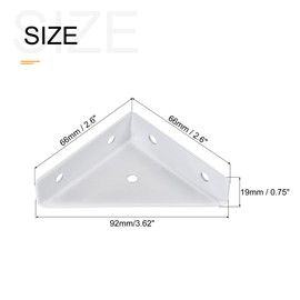 sourcing map 4 Pieces Angle Corner Brackets 66mm x 66mm Cold Rolled Steel Braces Connection Support for Desk Bed Edge White