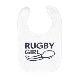 Fabulous Baby Bib Organic Cotton Rugby Girl Sport Team Stadium Ball XV, White