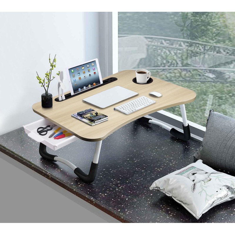 Slendor Lap Desk with Tablet Slot, Foldable Laptop Table with