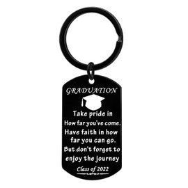 Ghloyza Graduation Gifts Key Ring For Class 2022 Her Him Daughter Son Best Friend College Boys Girls Inspirational Key Ring Gift Jewelry Present Gift For Graduate (Black)