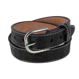 CTM Boy's Leather Rodeo Tooled Western Belt, Black, 24
