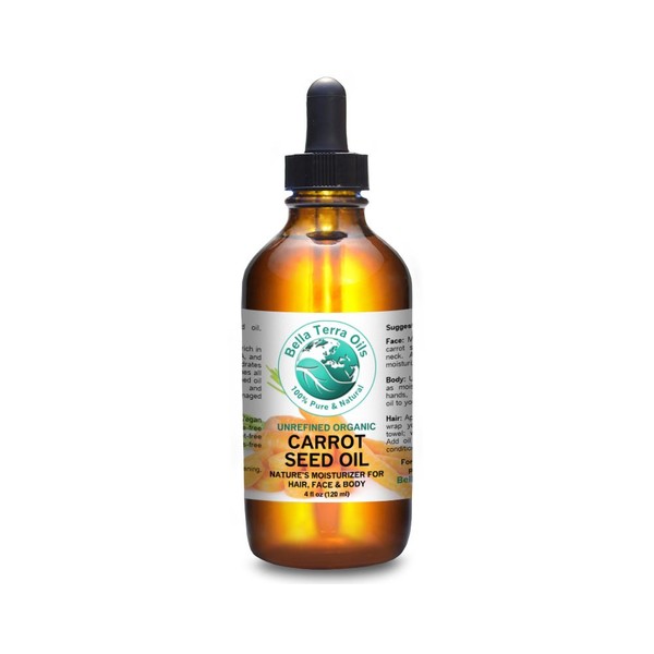 Carrot Seed Carrier Oil 4 oz 100% Pure Cold-pressed Unrefined Organic - Bella Terra Oils