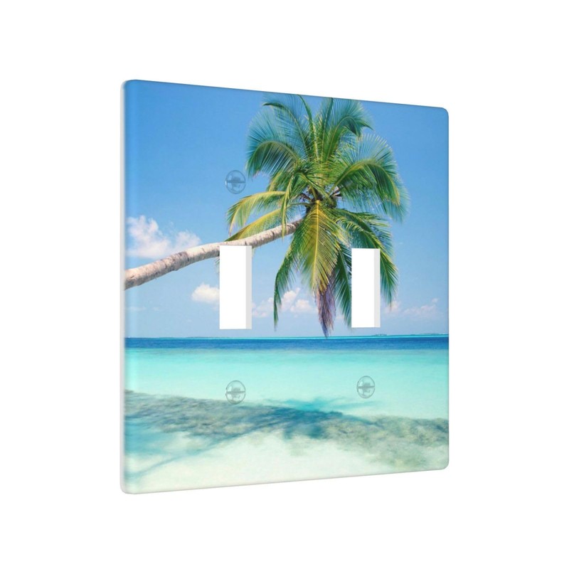 Beach Palm Tree Double Toggle Light Switch Cover Wall Plate