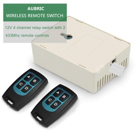 12V Relay Remote Switch Wireless RF Remote Control Switch 4 Channel Relay Module 433Mhz Transmitter Receiver Kit Universal Remote Controller for Lights Ceiling Fan Garage Door Opener Gate Car & More