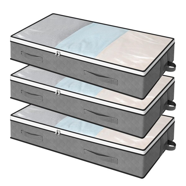 AiQInu Pack of 3 Underbed Storage Boxes 100 x 50