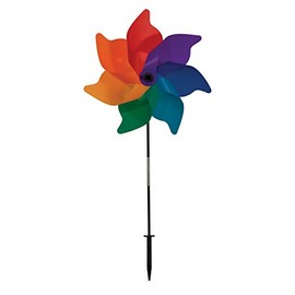 In the Breeze Pinwheel Spinner on Fiberglass Pole, Rainbow Poly Petal Pinwheel, 18-Inches, 2870
