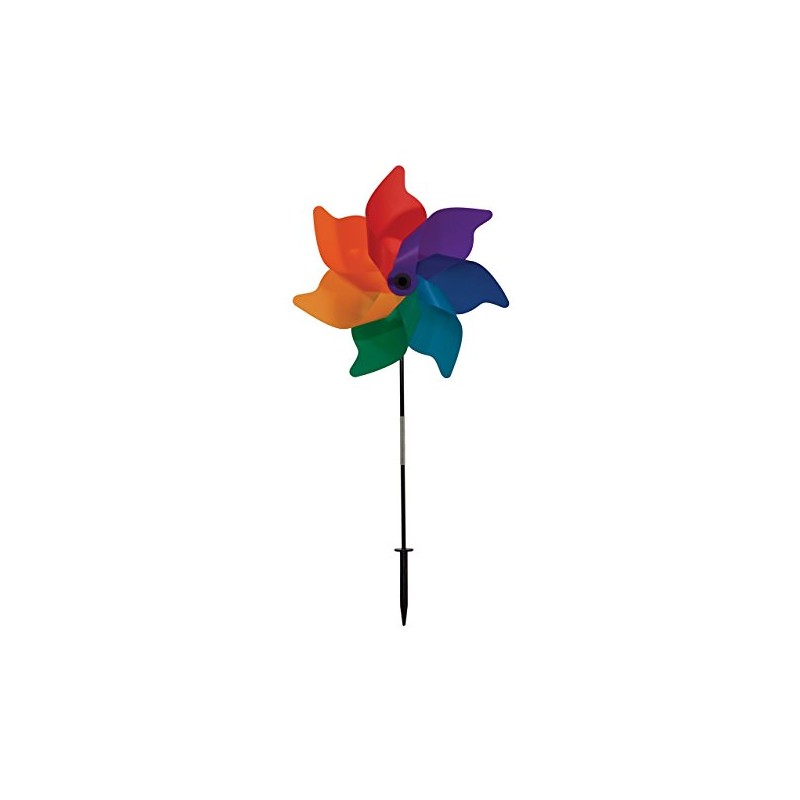 In the Breeze Pinwheel Spinner on Fiberglass Pole, Rainbow Poly
