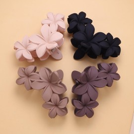 4Pcs Hawaiian-Inspired Flower Claw Clips - Textured Grip for Thick Hair, Matte Finish Summer Hair Accessories Women, Boho Beach Vacation Essentials, Cute Non-Slip Design,Beach Accessories.