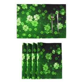 St. Patrick's Day Placemats Set of 6 St Patricks Lucky Shamrocks Leaves Placemat Table Place Mats for Dining Kitchen Table Easy to Clean Washable 12" x 18"