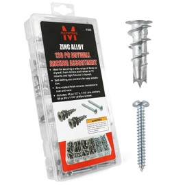MaxWorks 51030 120 pc Zinc Alloy Drywall Anchor Assortment 1/2" x 1-1/5" Anchor #8 x 1-1/4" Zinc Plated Phillips Screws for Easy Self Drilling Installation Mounting Mirrors Frames Paintings
