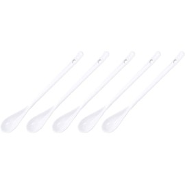 ProLeo 5 Tablespoons Ceramic Coffee Spoon Long Handle Mixing Spoon Ceramic Coffee Spoons Honey Stirrer Spice Spoon (White)